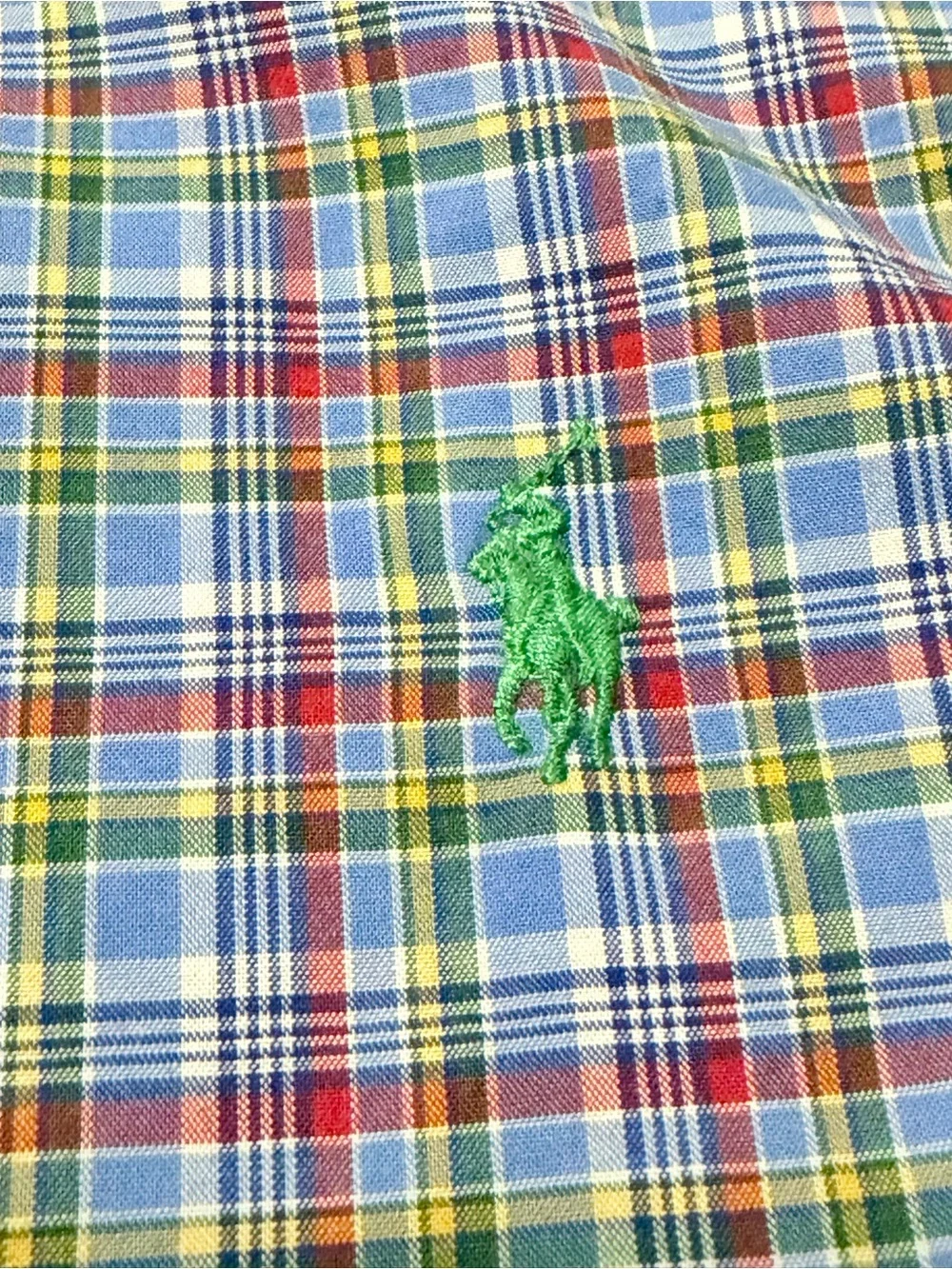 Ralph Lauren Boys Plaid Button Down Shirt Size Medium 10-12 Long Sleeve Stretch